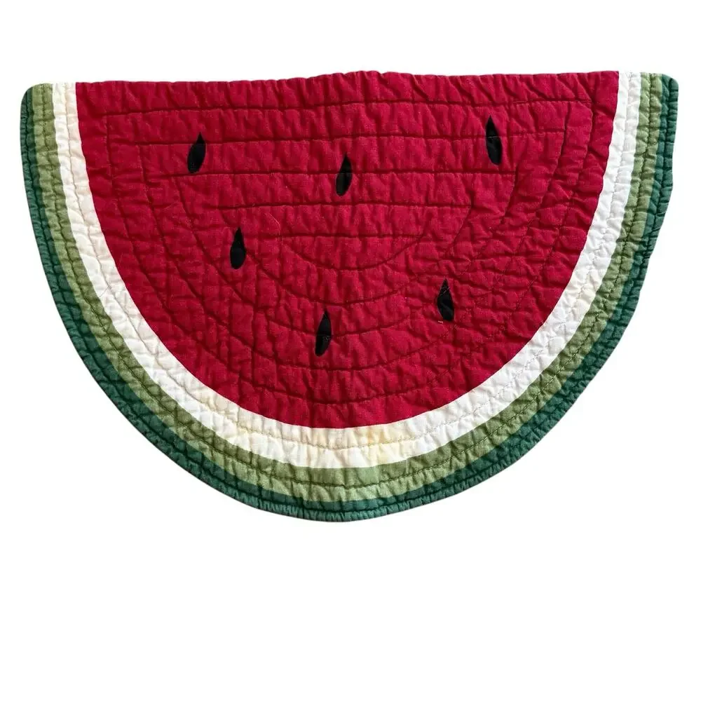 Watermelon Slice Quilted Placemats Set of 2 Cotton Summer Farmhouse Fruit Decor